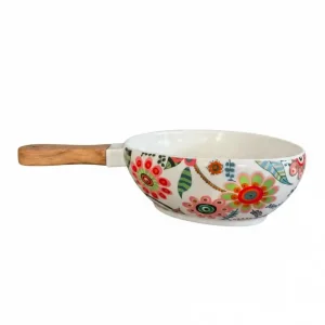 20cm Flower Print Bowl/Dark Handle