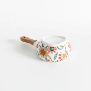 16cm Flower Print Bowl/ Dark Handle
